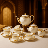 Savršen 17-dijelni Porculanski Set "Arabic Gold" za Elegantan St table!