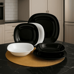 Elegantni 18-dijelni set crno-bijelih tanjira Arcopal za sofisticirane obroke