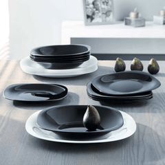 Elegantni 18-dijelni set crno-bijelih tanjira Arcopal za sofisticirane obroke