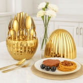 Elegantan 24-dijelni set escajga "Stripped Gold Mood Egg" za sofisticirano posluživanje