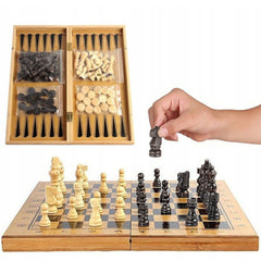 Višenamjenski Drveni Šah "W00IH" - 3u1 Igračka za ljubitelje šaha!