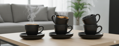 ☕ ELEGANTNI SET ŠOLJICA ZA ČAJ I KAFU 12/1 – CRNA BOJA