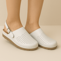 Elegantne anatomske kožne klompe s udobnim kaišem "Fratelli Babb