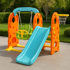 Nevjerojatna 4u1 igraonica za djecu s toboganom, ljuljačkom i košem za igru!