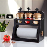 Elegantni držač za papirnate ručnike uz set začina u čašama