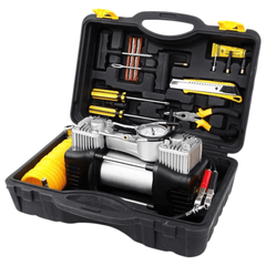 Visokozmogljiv Dvocilindrični Kompresor s Prilagodljivim Setom za Popravilo Pnevmatika