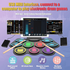 Električni Sklopivi Set Bubnjeva sa Bluetooth i 1000 mAh Baterijom – Zabava na Dodir!