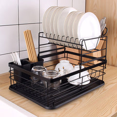 Elegantno Crno Etažno Cjedilo za Suđe