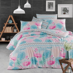 Set Posteljine "Flamingo" u 4 Dijela - Savršeni Detalj za Vašu Spavaću Sobu!