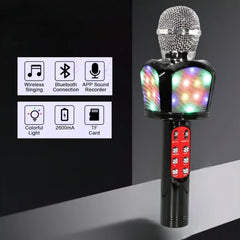 Bezdrátový Karaoke Mikrofon s Bluetooth Reproduktorom a Úžasnými LED Efekty