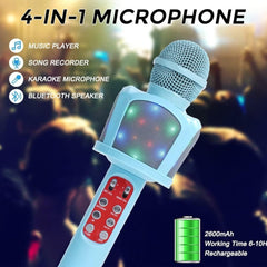 Bezdrátový Karaoke Mikrofon s Bluetooth Reproduktorom a Úžasnými LED Efekty