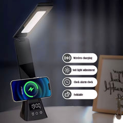 Moderna LED Stolna Lampa s Bežičnim Punjenjem i Ugrađenim Satom