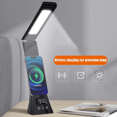 Moderna LED Stolna Lampa s Bežičnim Punjenjem i Ugrađenim Satom
