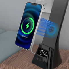 Moderna LED Stolna Lampa s Bežičnim Punjenjem i Ugrađenim Satom