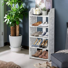 Elegantni Orientalni Poličar/Cipelar s 5 Prostranih Polica