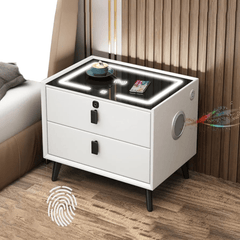 Savremeni noćni ormarić s bežičnim punjenjem i Bluetooth zvučnikom