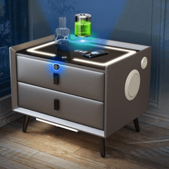 Savremeni noćni ormarić s bežičnim punjenjem i Bluetooth zvučnikom