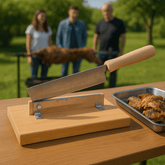 Elegantan profesionalni mesni sjekač s drvenom bazom za savršene rezove