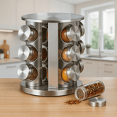 Elegantni Rotirajući Stalak za Začine s 12 Praktičnih Posudica