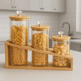 Elegantni Set Staklenki sa Predivnim Drvenim Stalkom