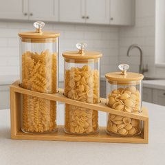 Elegantni Set Staklenki sa Predivnim Drvenim Stalkom