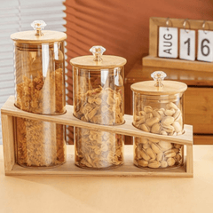 Elegantni Set Staklenki sa Predivnim Drvenim Stalkom