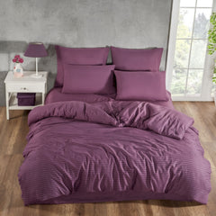 Elegant Purple Satin Bedding Set - Tubanur