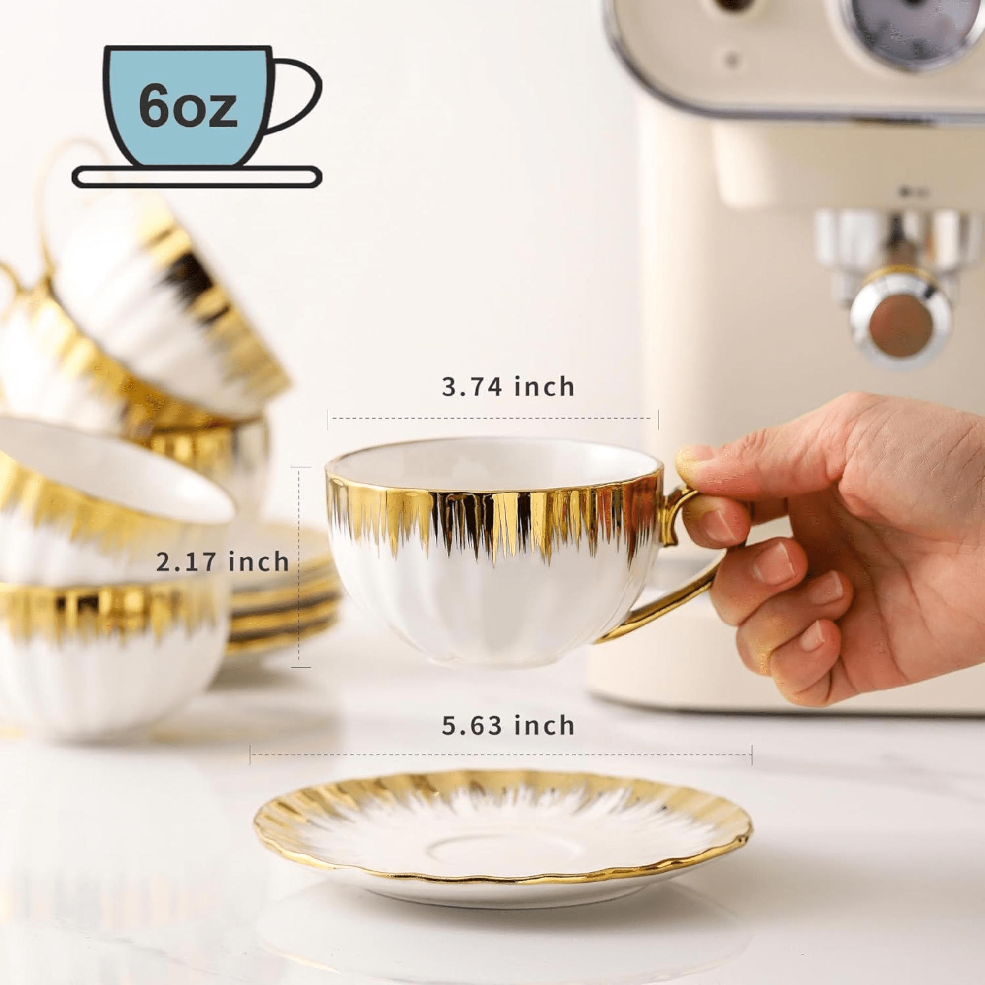 Savršen 17-dijelni Porculanski Set "Arabic Gold" za Elegantan St table!