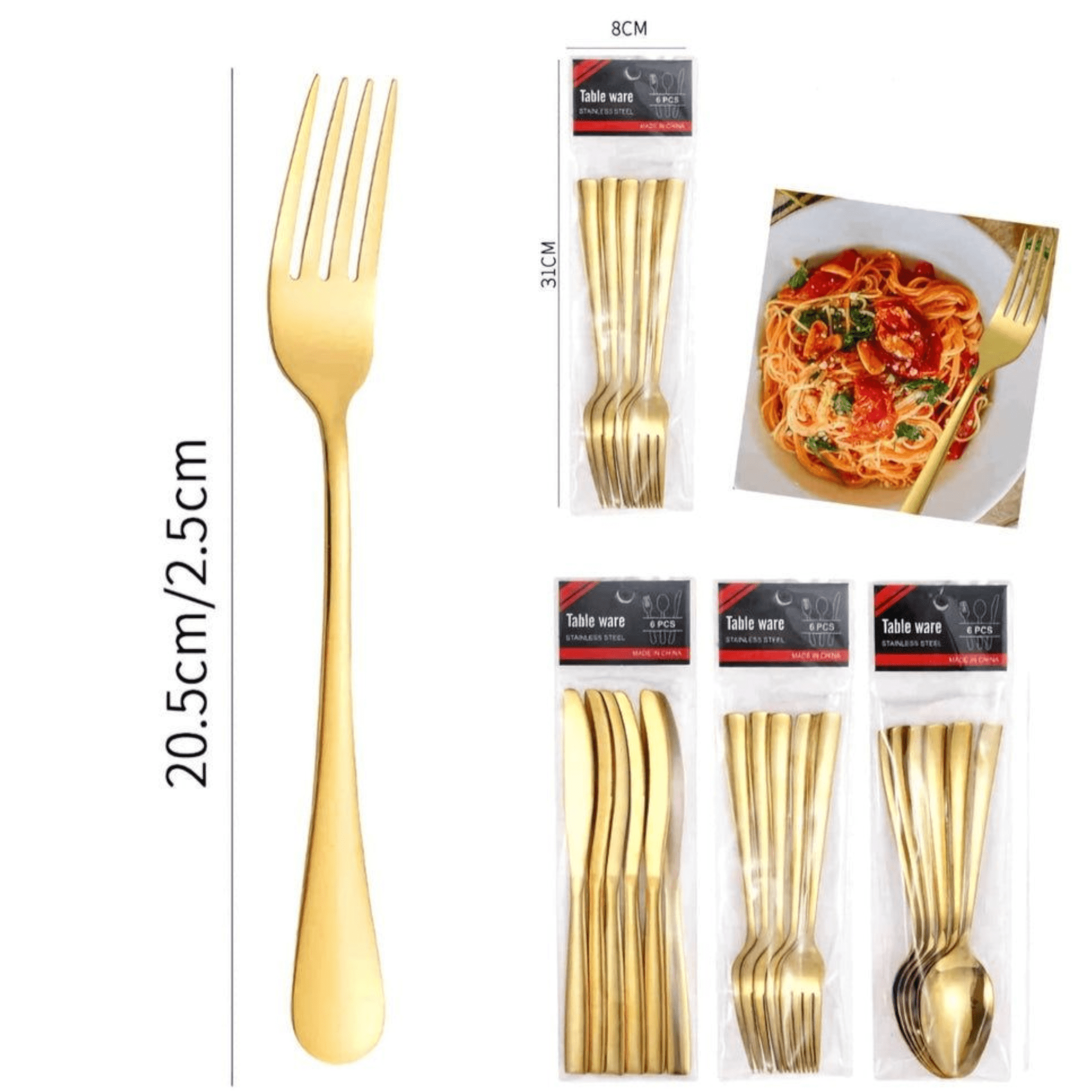 Elegantan 18-dijelni set pribora za jelo u zlatnoj boji