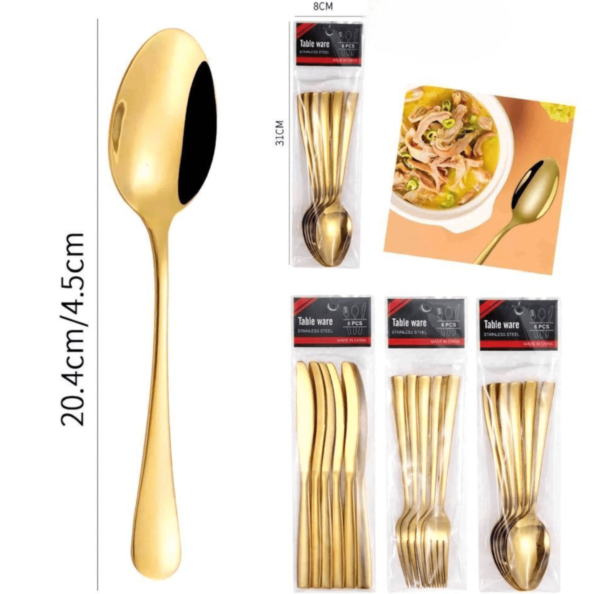 Elegantan 18-dijelni set pribora za jelo u zlatnoj boji