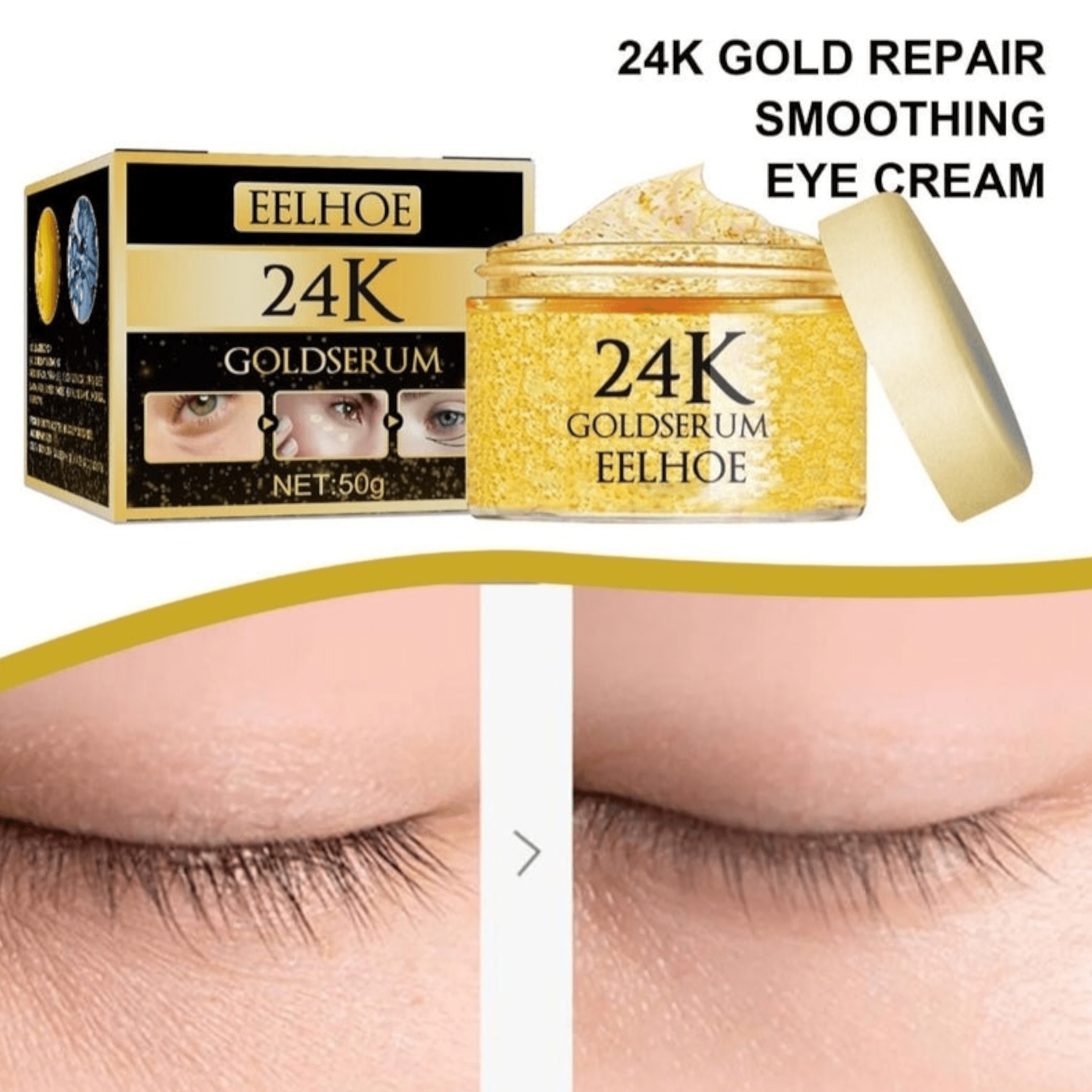 Luksuzna 24K Zlatalna Krema za Osetljivo Područje Oko Očiju za Potpuni Učinak i Brzu Preciznu Njegu