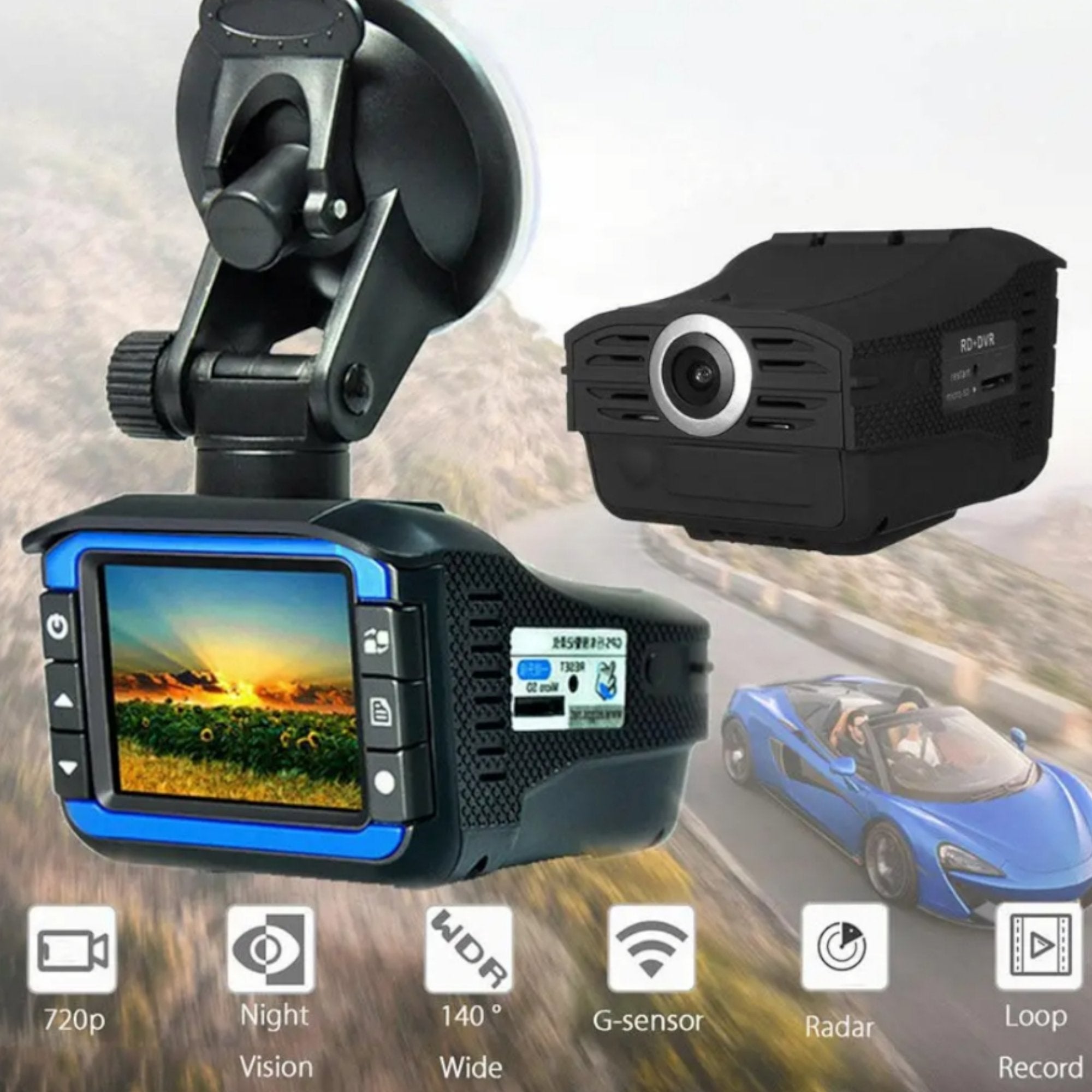 Innovativ 2-in-1 Auto DVR Kamera mit integriertem Radar Detektor