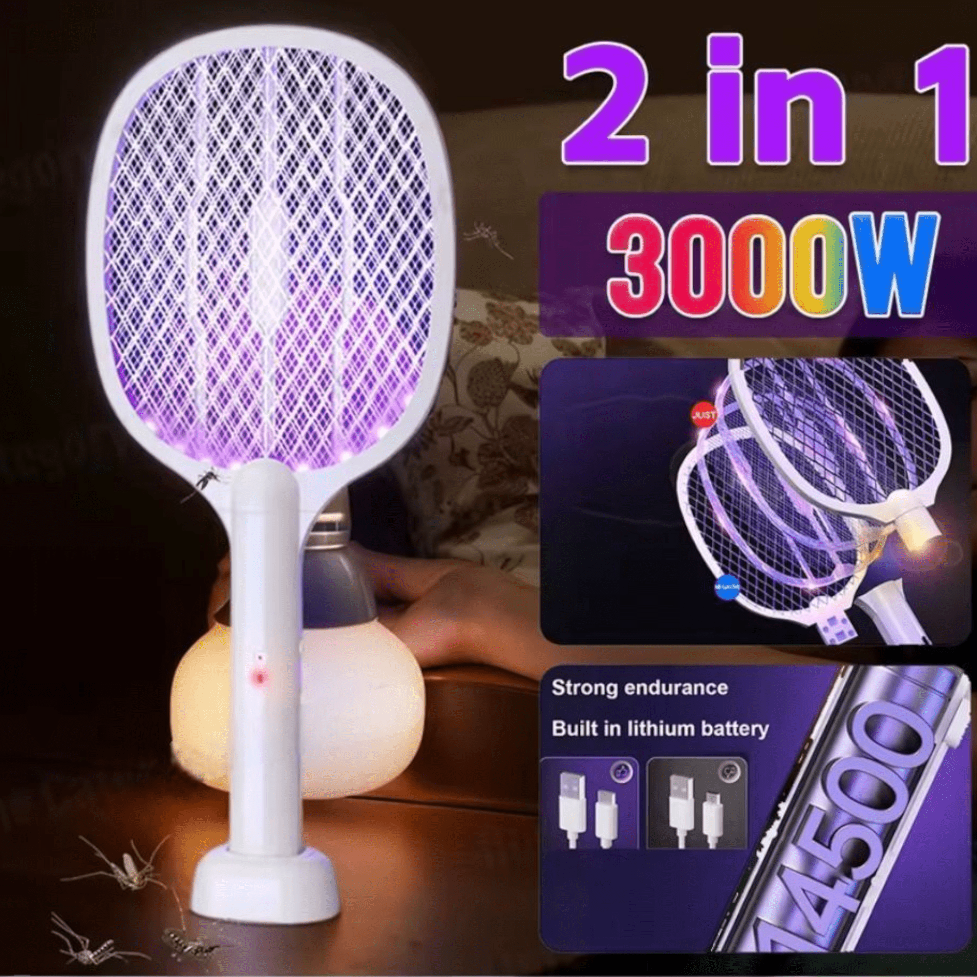 Revolucionarna 2u1 Lampa i Reket za Odbijanje Insekata