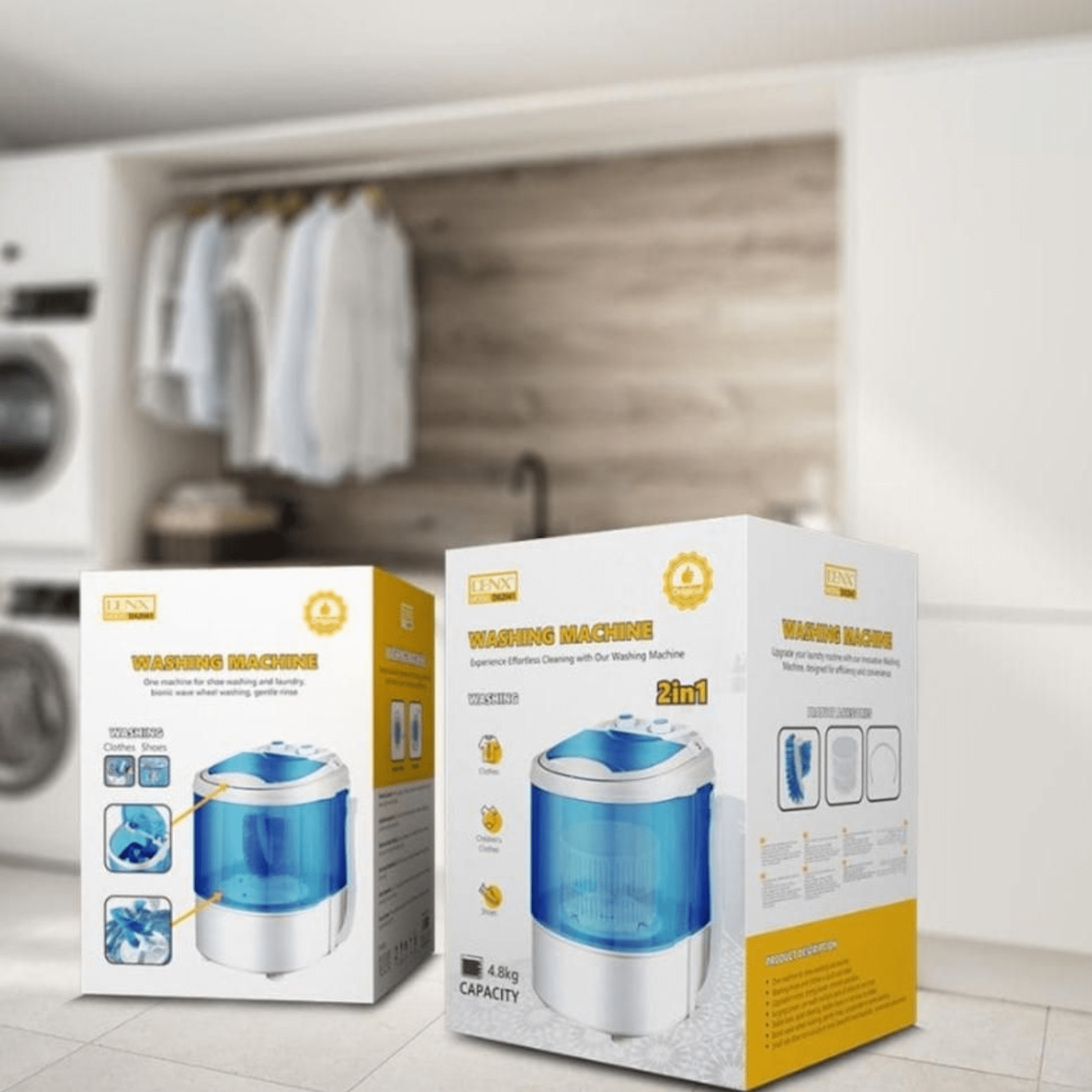 Compacte 2-in-1 Mini Wassererkärungsmaschine für einfache Wäschepflege - DENX