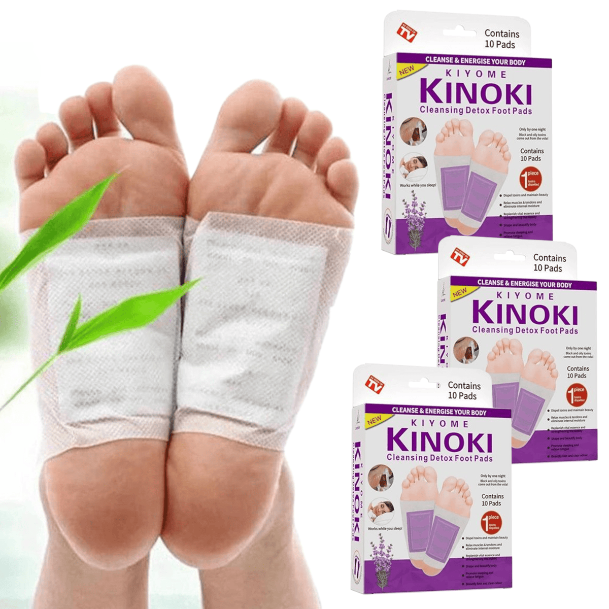 Set od 3 detoksikacijskih jastučića za stopala "Kinoki" - Prirodno čišćenje i osveženje