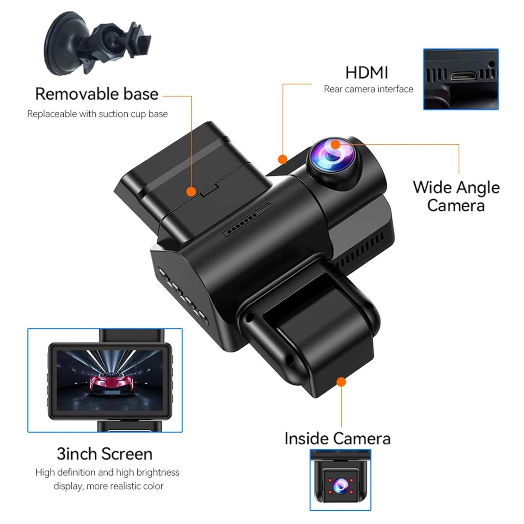 Kompakte 3-in-1 Auto Kamera für maximale Sicherheit und Komfort