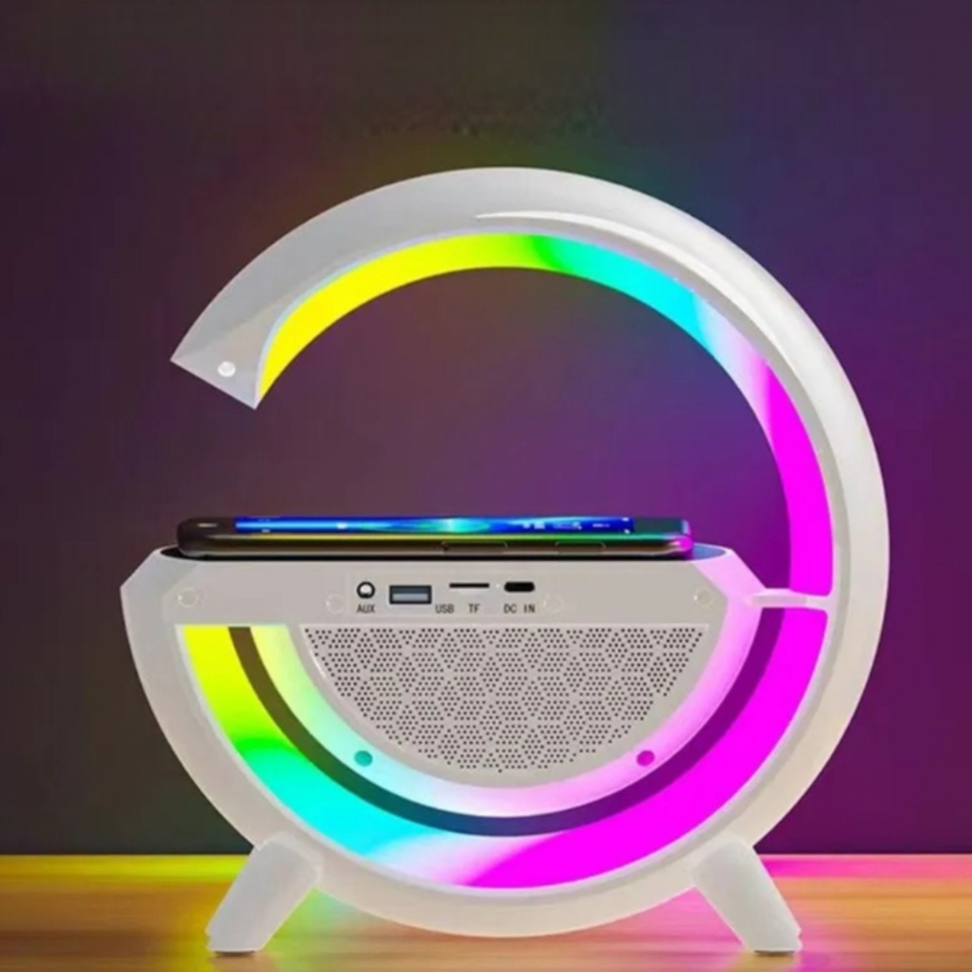 Višenamenski 3u1 RGB Bežični Punjač, Zvučnik i Lampa za Moderne Prostore