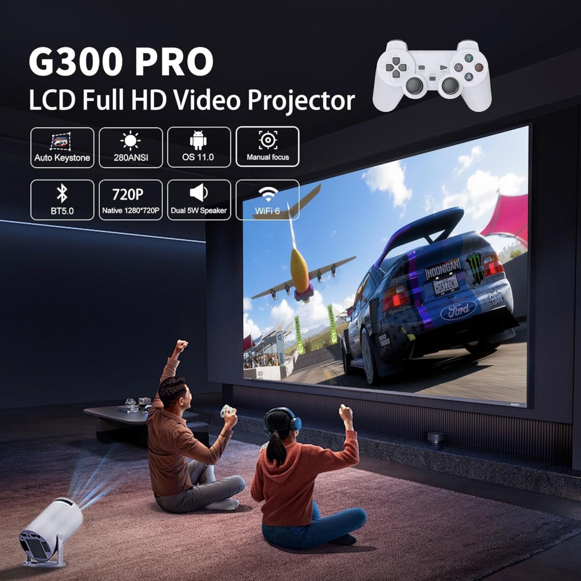 Impresivni 4K Projektor HD s 20.000 Igra – Android 11 Prijenosno Kućno Kino