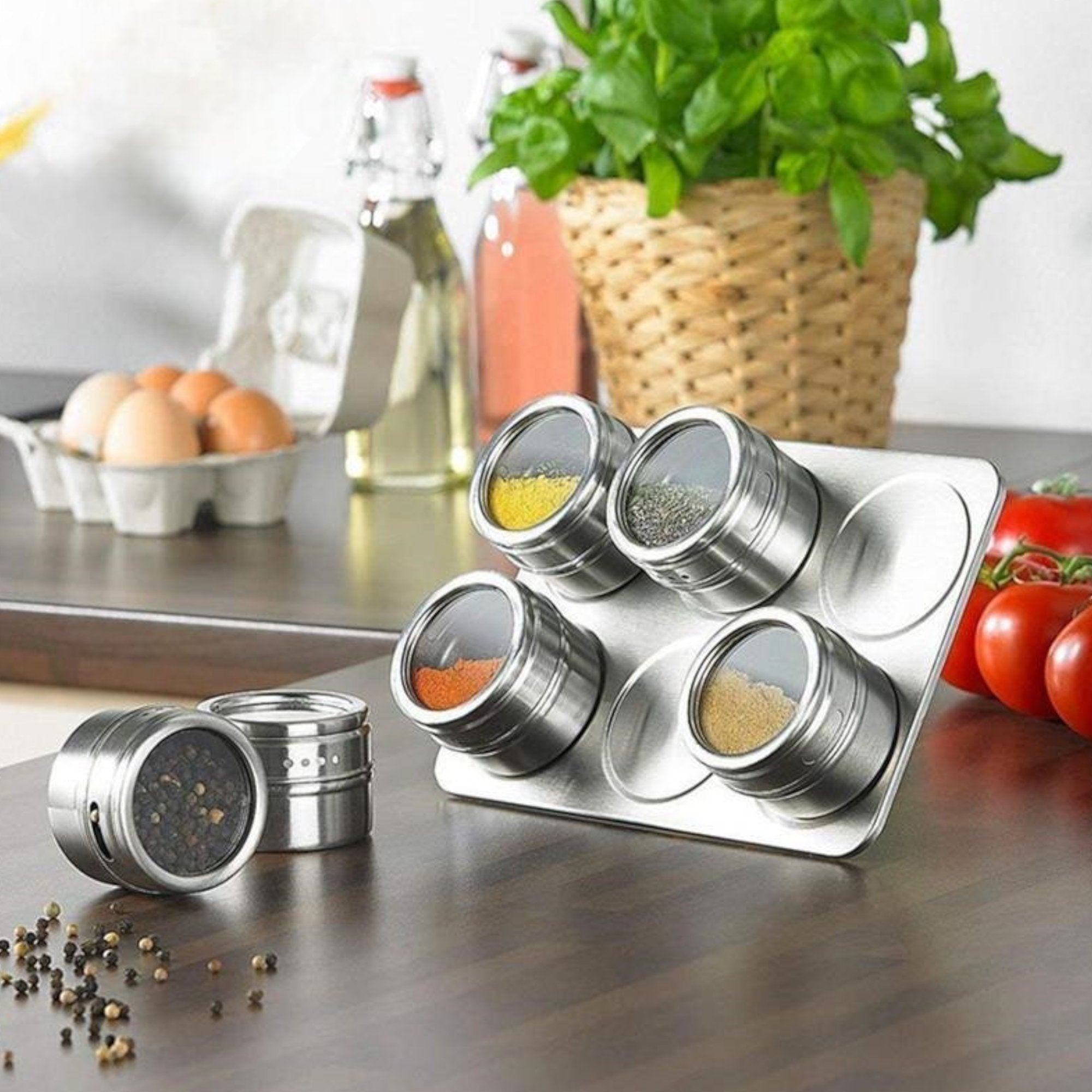 Set magnetskih stalaka za začine s 6 elegantnih dijelova