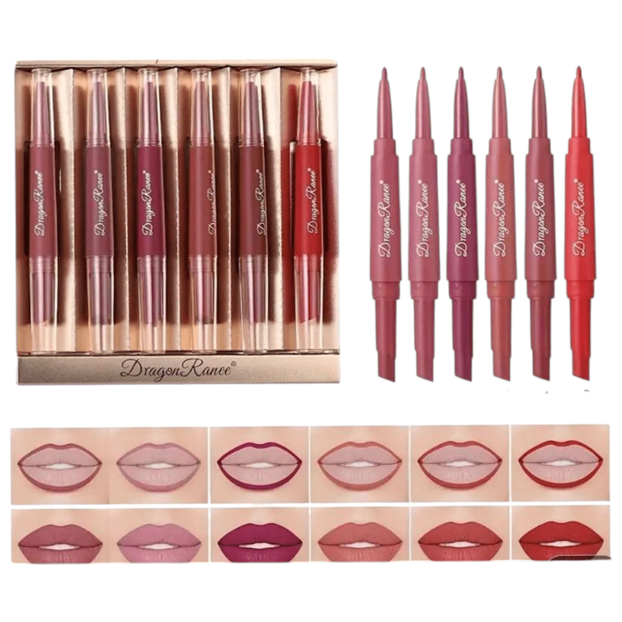 Set od 6 ruž-eva za usne "Dragon Ranee" – Elegantan i vibrantan izgled
