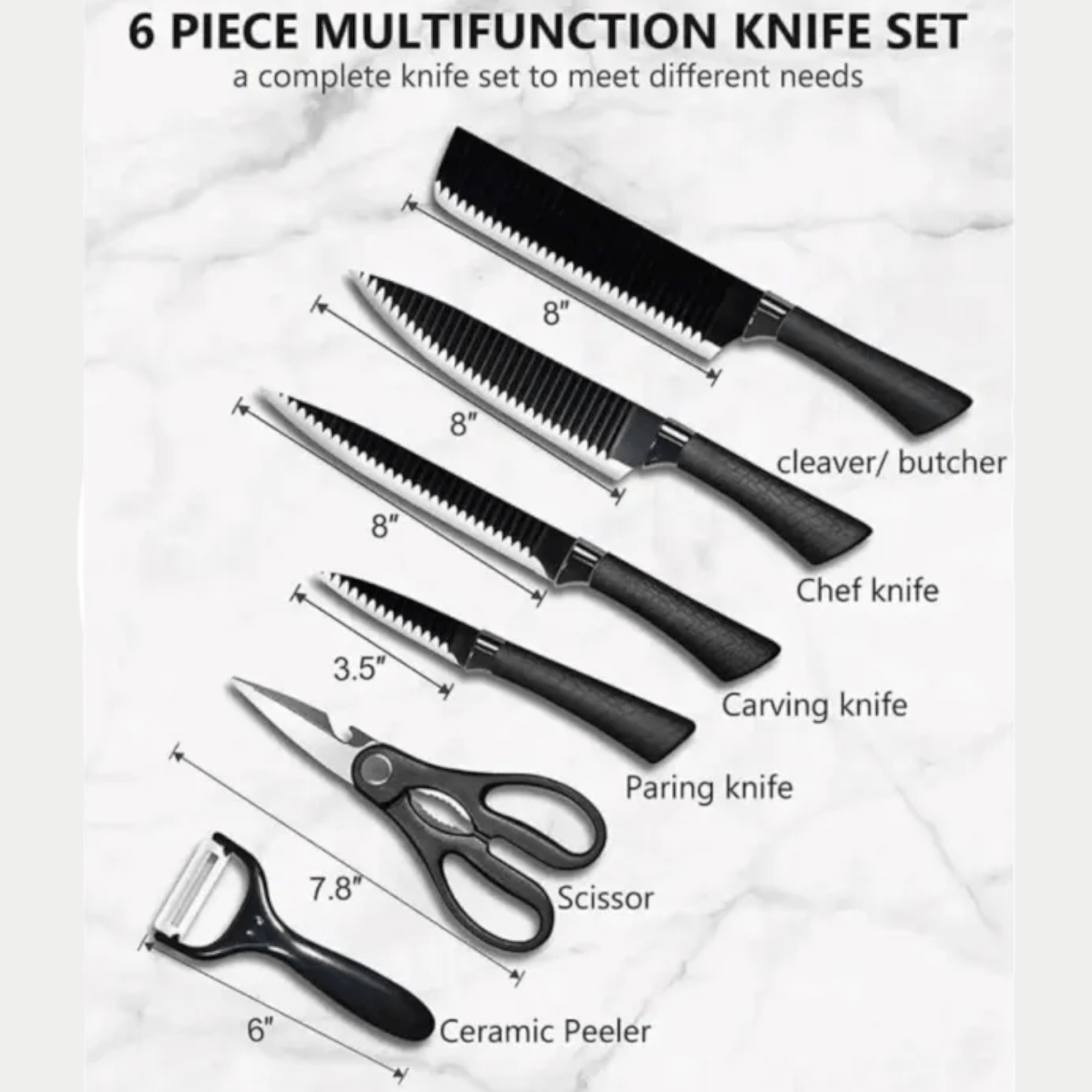 Zepter 6u1 Višenamenski Knives Set - Savršen za Svaku Kuhinju!