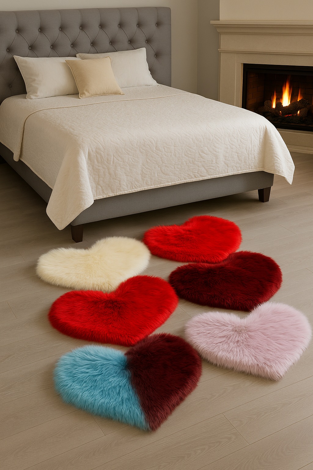 Dekorativna Čupava Staza u Obliku Srca — 90×50 cm