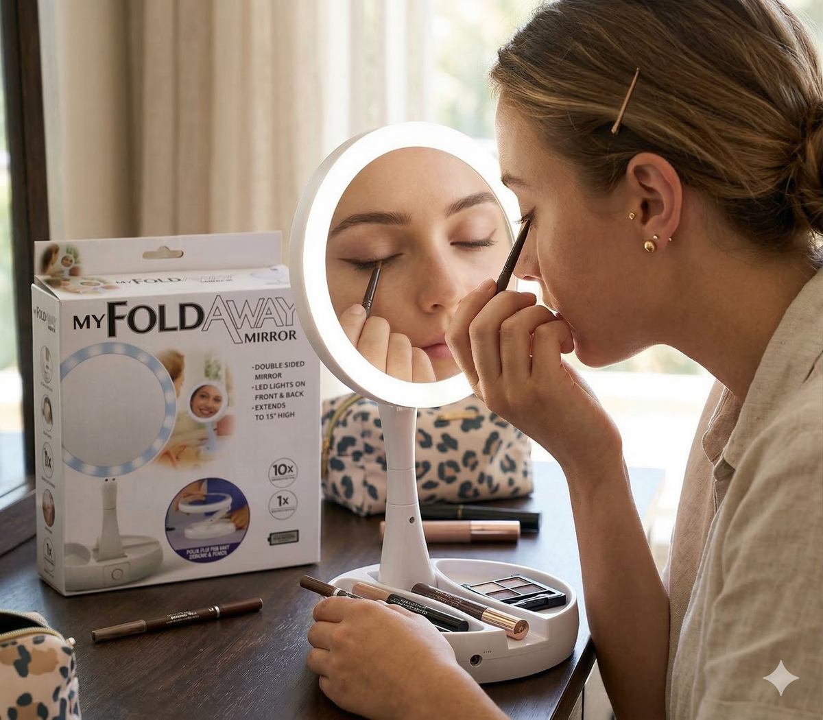💄 Foldable USB LED Makeup Mirror – Sklopivo ogledalo sa LED svjetlom