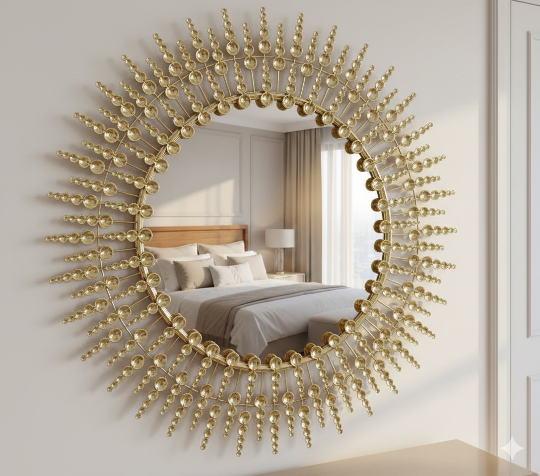 🪞 METALNO UKRASNO OGLEDALO – Ø 80 cm