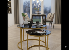 🛋️ MODERNI STOLIĆI 2u1 – CRNI MERMER