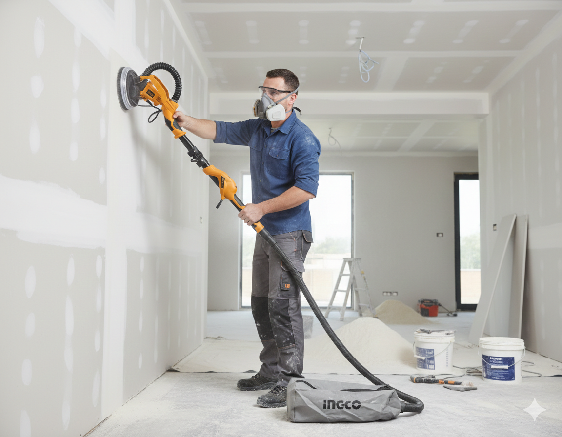 🛠️🔥 TELESKOPSKA BRUSILICA ZA RIGIPS INGCO DWS10501 – 1050W | 225 mm | PROFESIONALNA ZAVRŠNA OBRADA