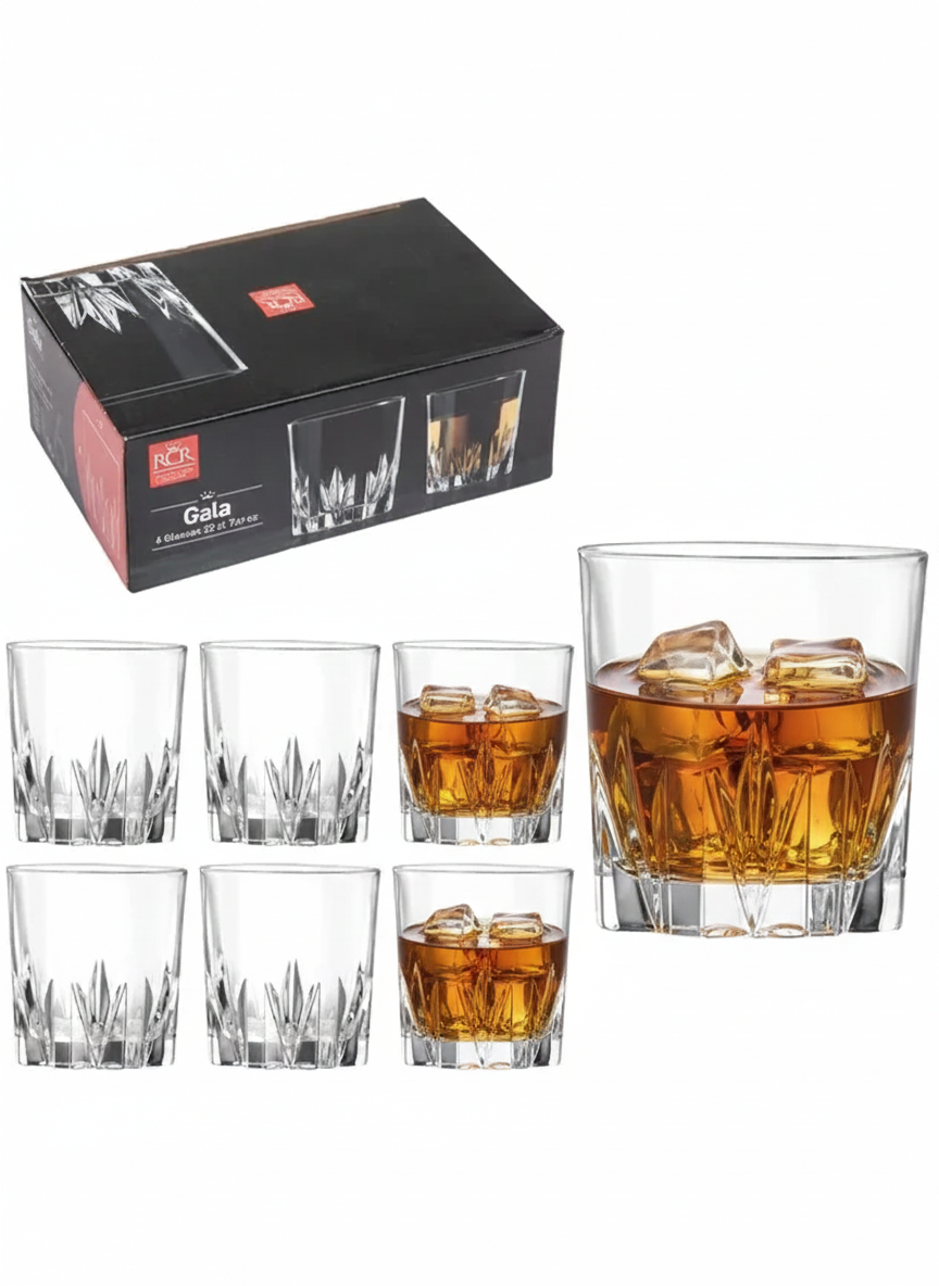 KRISTALNI SET ČAŠA ZA VISKI I ŽESTOKA PIĆA – 6/1 (220 ml)