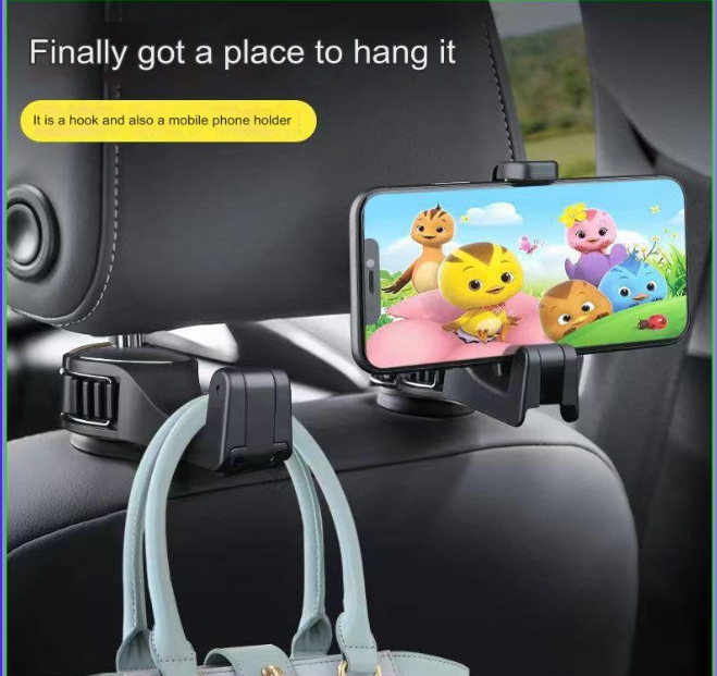 🚗📱 MULTIFUNKCIONALNI DRŽAČ TELEFONA ZA NASLON SJEDIŠTA + SKRIVENI KUKA ZA TORBE