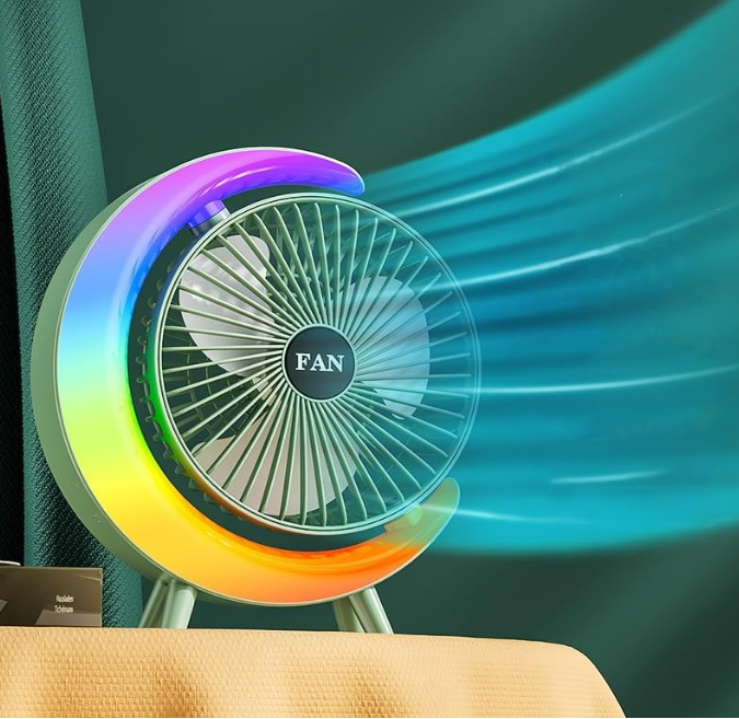 ❄️🌈 USB STOLNI VENTILATOR SA LED SVJETLIMA – TIH, SNAŽAN I PRENOSIV! 🔥