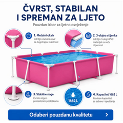 INTEX METAL FRAME BAZEN 220 x 150 x 60 cm (ROZA) 🏊♀️💖💦